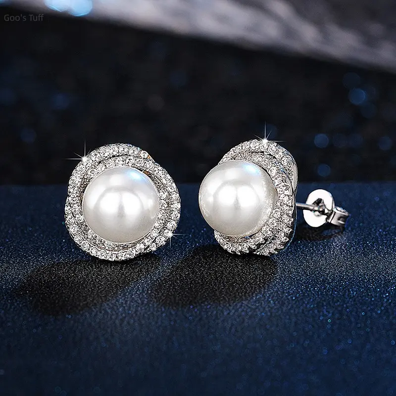 Women's Elegant Dangle Drop Earrings - Artificial Pearl Mermaid Tears Design, Micro-Pave Zircon Wrap Ornaments, Flowers Accent, Glamour Touch for Dating, Beach Vacation Special Moments