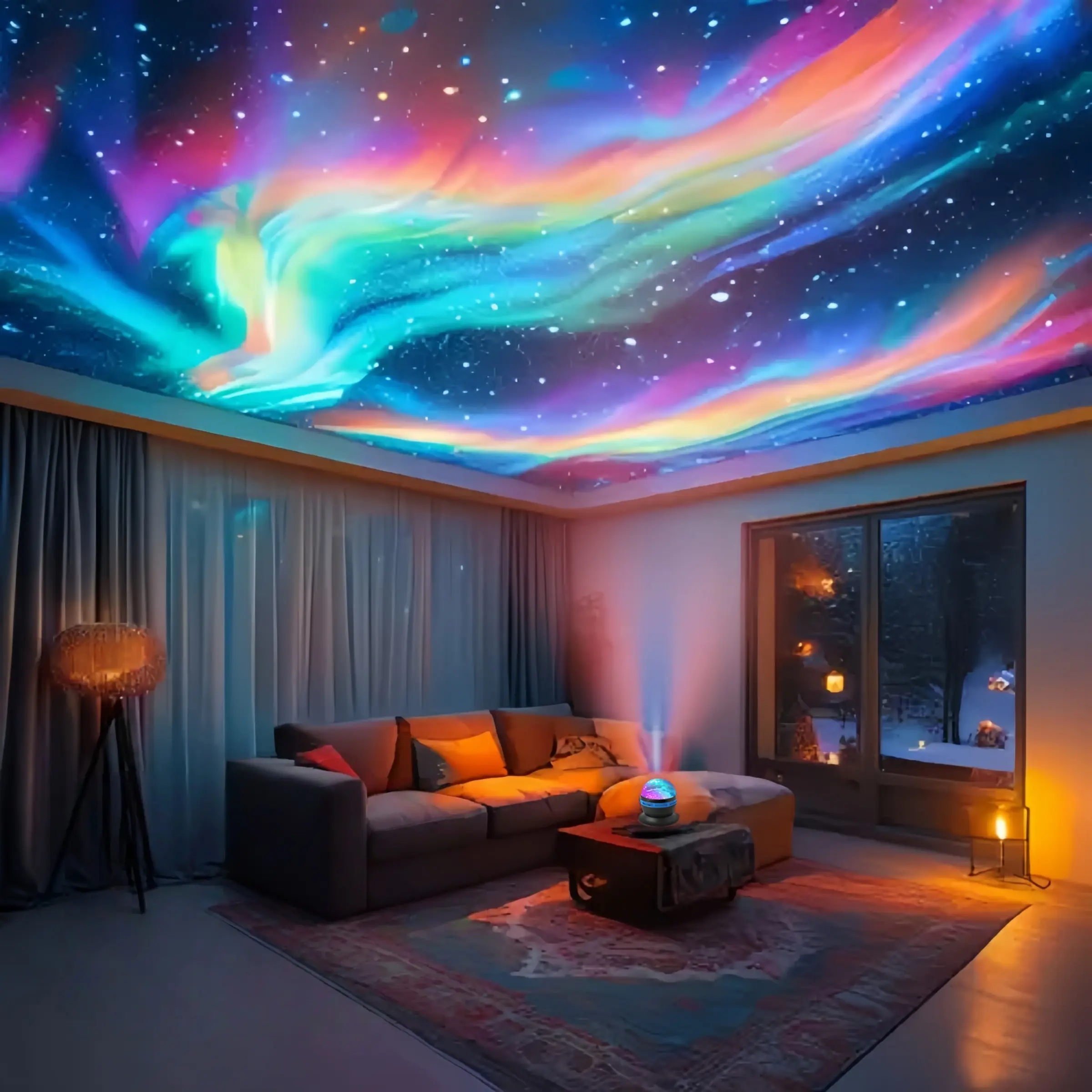 Arctic Light LED Mood Projection Lamp RGB Remote Control Galaxy Star Projector Bedroom Night Light Starry Light Home Theater Ceiling Decor Gift Party Aurora Projector Lamp Decorative LED Light Cool Lights