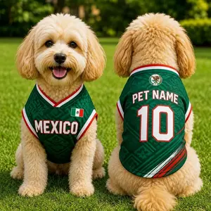 Personalized Mexican Pet Soccer Jersey, Custom Dog Cat Football Shirt, Name Number Puppy Sportswear VF5
