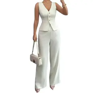 Elegant Sleeveless Camisole and Pants Set – Autumn Teacher Outfit