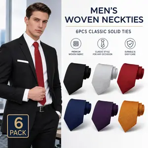 6 Pack Men’s Classic Woven Jacquard Neckties – Formal Business & Wedding Ties – Versatile Gift Set