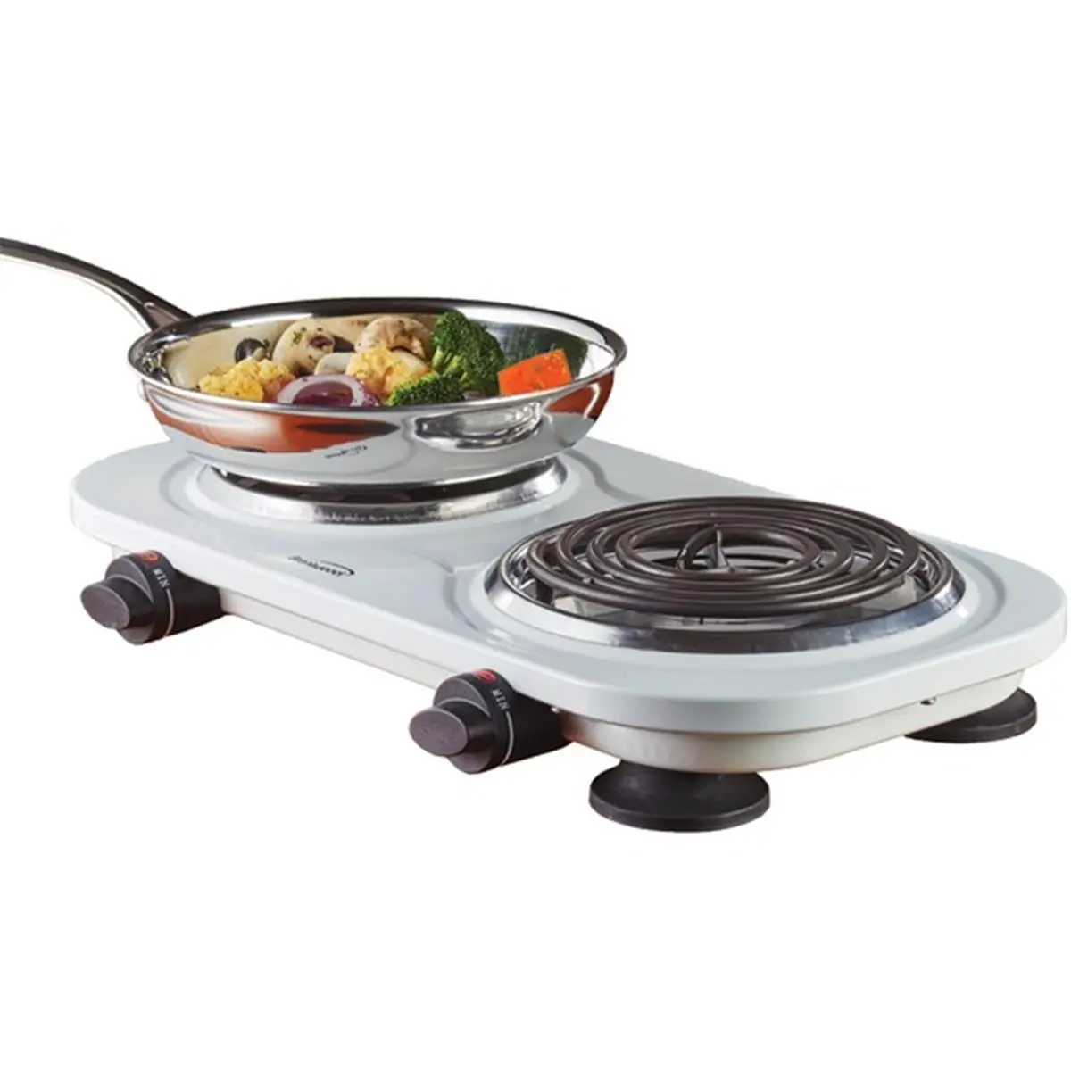 212 MAIN Electric Double Burner Induction Hob - 1500w Total Power, Stainless Steel, Adjustable Heat, Black Household Kitchen Appliance