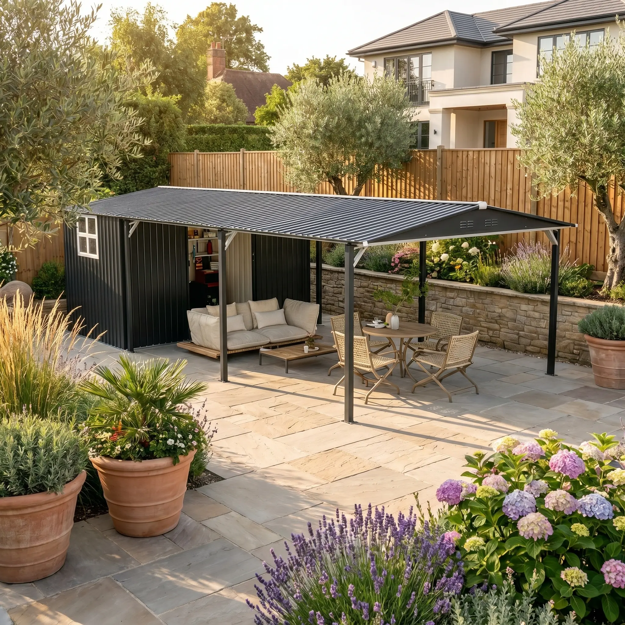 12x23 FT Heavy Duty Metal Carport-Garage, Sturdy Steel Storage Shed with Sliding Door, UV-Protected Waterproof Sloped Roof, Heavy Duty Material for Driveways, Farms