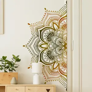 Big size Mandala Wall Decal Boho Flower Wall Stickers Decorative Wall Sticker for Living Room Bedroom Headboard Yoga Home Decor(Waterproof)