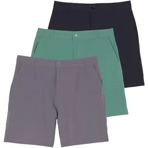 Real Essentials 3 Pack: Mens 7" Golf Shorts Pockets - Flat Front Casual Work Workout Active Hiking Sport