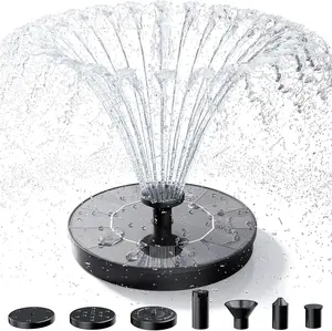 Solar bird bath fountain pump with 6 nozzles & multi spray modes. Ideal for gardens, ponds, swimming pools, fish tanks, aquariums and all outdoor scenarios.