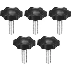 Clamping Screw Knob, 38mm Dia Plum Hex Shaped Grips Star Knob M8 x 20mm Male Thread, 5pcs