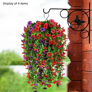 Artificial Eucalyptus Violet Vine Strip, 4 Counts/set Hanging Simulated Colorful Daisies, Decorative Flowers for Outdoor Garden Courtyard Balcony, Decoration, Outdoor Fake Flowers