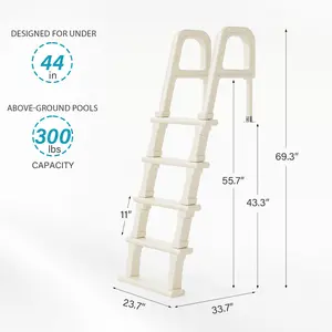 【Father's Day Gift】 Heavy Duty In Pool Ladder, Swimming Pool Step Pool Stairs for Above-ground Pools, pool ladder above ground，Adjustable from 47in to 54in, White