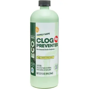 Eco Clog Preventer - Enzyme Drain Cleaner Liquid and Deodorizer for Sink, Shower, Toilet, Garbage Disposal Cleaner, Bio-Based Drain , Smell Remover and Odor Eliminator - 32 fl oz
