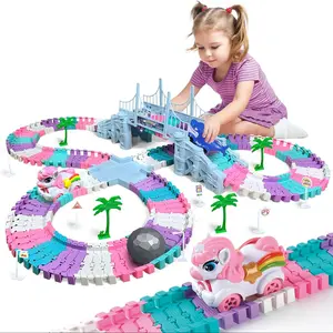 Fun Track Set with Unicorn Spider Elements, Colorful DIY Track Building, 2 Cars, Suitable for Ages 3+, Indoor Entertainment