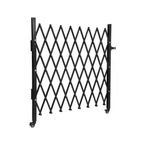 Heavy-Duty Aluminum Folding Security Gate - Expandable Retractable Scissor Barrier with 360° Rolling Wheels - Portable Safety Fence for Driveways, Outdoor, Commercial Use - Easy Installation