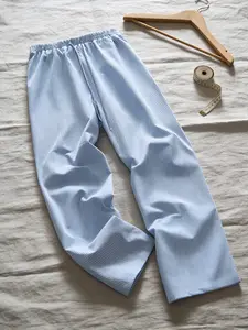 Unisex Vintage Blue Striped Wide Leg Pants, Casual Retro Street Style Loose Fit Bottoms, Vintage Stripe Leisure Pants, Streetwear