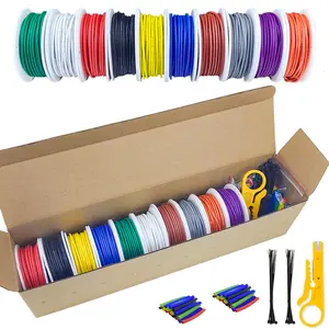 10 Colors in One Box 16-18-20-22-24-26-28-30 AWG Silicone Stranded Electrical Wire with Tools 22 Gauge Tinned Copper Insulated Cable Flexible Electric Hookup Wire Kit for DIY/Automotive/Home/Power Wiring Kit by Insulation