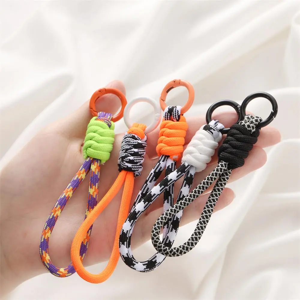 12cm Paracord Braided Woven Keychain Wrist Rope Phone case Anti-lost Rope Strap Key Ring Tactical Survival Tool Backpack Buckle