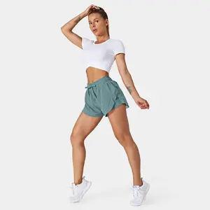 Halara Drawstring Contrast Flowy Mesh Dolphin 2-in-1 Shorts