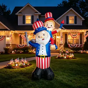 8FtTikTokTopRated4thOfJulyInflatableUncleSamWithKidPiggybackRideHoldingUSFlagFirecrackerBuilt-inLEDPlug-inBlowerIP44Waterproof2.2KGUltraLightFoldablePortableReusableEasySetupFamilyReunionFrontPorchLawnGardenPatioCommunityGatheringPatrioticOutdoorDecor