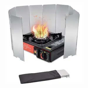 Outdoor Camping Stove Windshield, 1 Count Lightweight Aluminum Alloy Foldable Stove Windscreen with Storage Bag, Camping Cooking Accessories, Cooking Supplies, Solocamping, Bikepacking, Glamping, Portable Gas Stove, Outdoor Camping Equipment