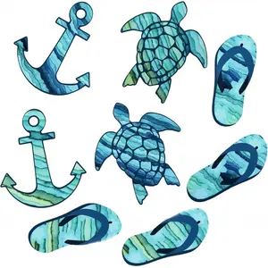 8 Pcs Cruise Door Magnets Decorations Home Decor Blue Turtle Cruise Magnets Flip Flop Anchor Nautical Ship Decorations for Car Refrigerator Door Sign Cabin Summer, 5 Inch
