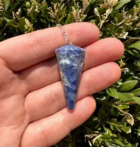New Moon Beginnings Sodalite Pendulum with Chain and Loop