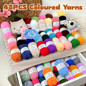 48pcs 100% Acrylic Yarn (Acrylic Yarn), 4-Strand Medium-Thick “Milk Cotton” DIY Craft Yarn, Beginner Crochet Yarn, Plush Toy Making Materials, Easter and Mother's Day Gifts