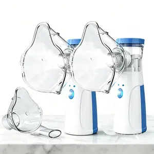 2pcs Handheld Ultrasonic Mesh Nebulizer,Rechargeable Lithium Battery  portable  smart Humidifier, Adjustable & Self-Cleaning, Face Mask & Mouthpiece Included, Plug-in Rechargeable for Adults Kids, Home Travel Use, Mesh Spacer Machine Available