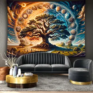 Tree of Life Tapestry Sacred Tree Backdrop Spiritual Theme Wall Hanging Photography Background Meditation Decor for Living Room Bedroom Indoor Outdoor Home Decoration