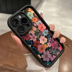 Watercolor Flowers Pattern Case for iPhone 17 16 15 14 Pro Max 13 12 11 XR XS Plus Shockproof Drop Protection Rugged Durable Silicone Cover