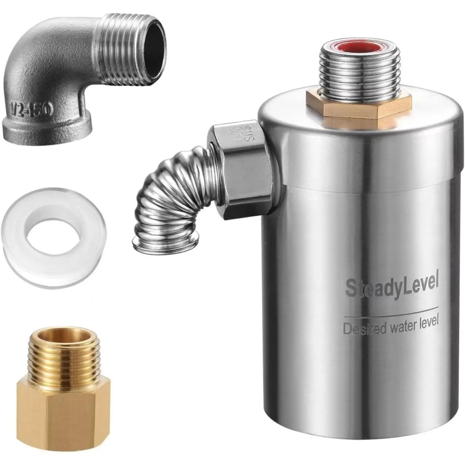 Stainless Steel Float Valve Water Level Control Valve, 1/2" NPT Male Thread Copper Head, Compact Mini Automatic Fill Switch for Kitchens, Sinks, Towers, Livestock Tanks, Polyurethane Applications (1), Storage Tanks
