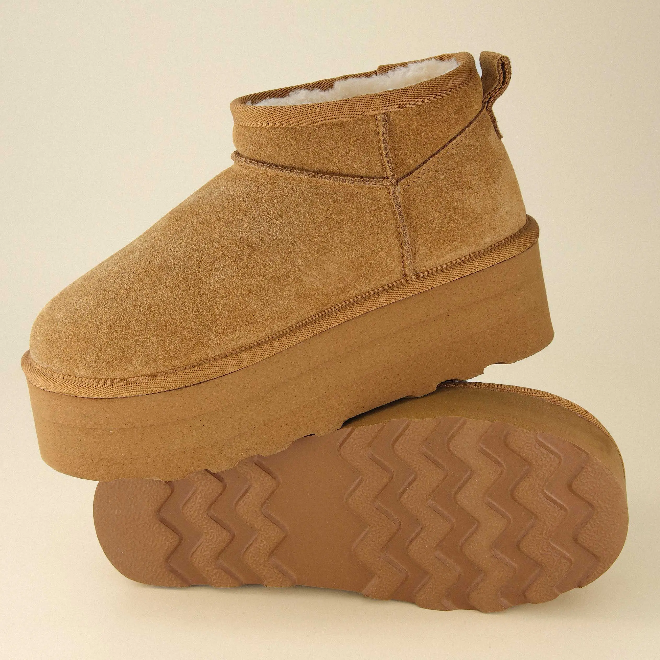 Cushionaire Hippy Women’s Platform Ankle Boots – Soft Genuine Suede, Faux Fur Lining, Cozy Winter Slip-On Design, Comfortable Water-Resistant Boots Footwear with Wide Widths Available