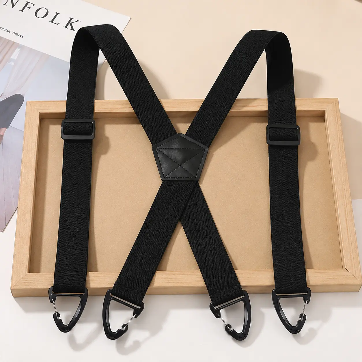 Men's Solid X-Back Suspenders, Heavy-Duty Clip-On with 1.5 Inch Straps for Flexible Support, for Daily Wear, Travel & Driving, Construction, Gardening, Work Pants, Men's Work Accessories, Moving, Adjustable, Men/Women