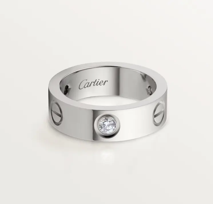 Pre-owned Cartier LOVE Ring White Gold, Classic Model with 3 Dias Ring Jewelry Gold Wedding Ring