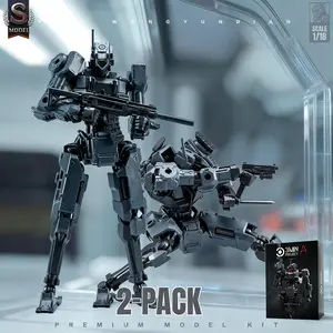 2-Pack 1/18 Scale Sci-Fi Warrior Mecha Model Kit, High-Mobility Robot, 3mm Universal Interface, Cyberpunk Mechanical Armor Set, Action Figures
