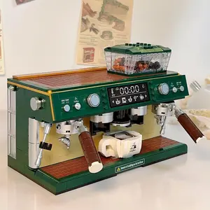 Coffee Machine Building Block Set, 1 Set Miniature Retro Coffee Maker Building Toys, Coffee Maker Blocks Kit, Classic Display Collection Model for Home Decor, Plastic Playset