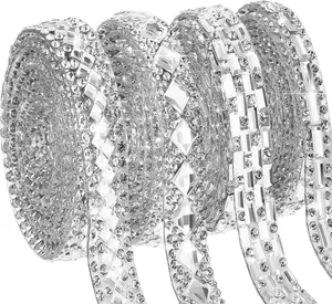 4 Rolls Rhinestone Ribbon Self-Adhesive Crystal Shiny Rhinestone Strips Bling Resin Diamond Ribbon for Mother's Day Decor Art Craft DIY Party (4 Yards) - Home Improvement.