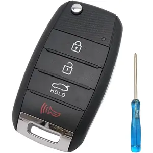 4 Buttons Folding Replacement Key Fob Cover Case fit for Kia 2014-2020 Optima Sorento Sportage Rio Soul 2018 Forte Carens Keyless Entry Key Fob Shell (1)