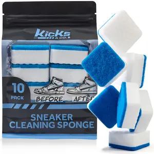 Kicks & Co Shoe Premium Cleaning Sponges, Dual Textured, 10 pack