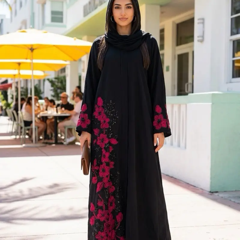 2pcs open and close abaya with side lace