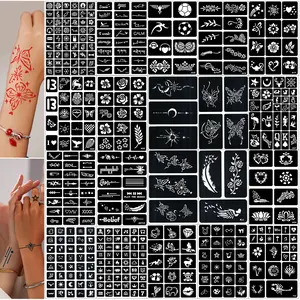 20 A4 Size Hollow Designs Tattoo Templates, Reusable Body Art Stencils for Henna, Nail Art & Skin Painting, Casual Style Artistic Designs Tattoos