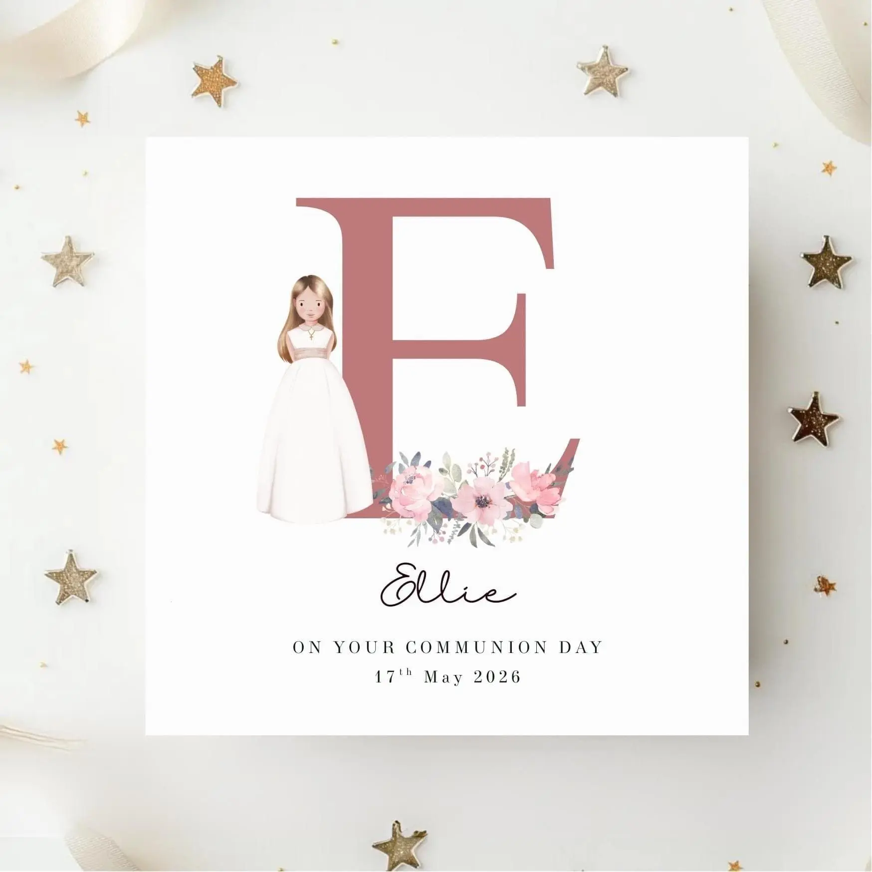 First Holy Communion Card|Personalised Communion Card|Personalised Card For Godchild|Communion Gift|Grandchild Communion Card|Niece|Nephew