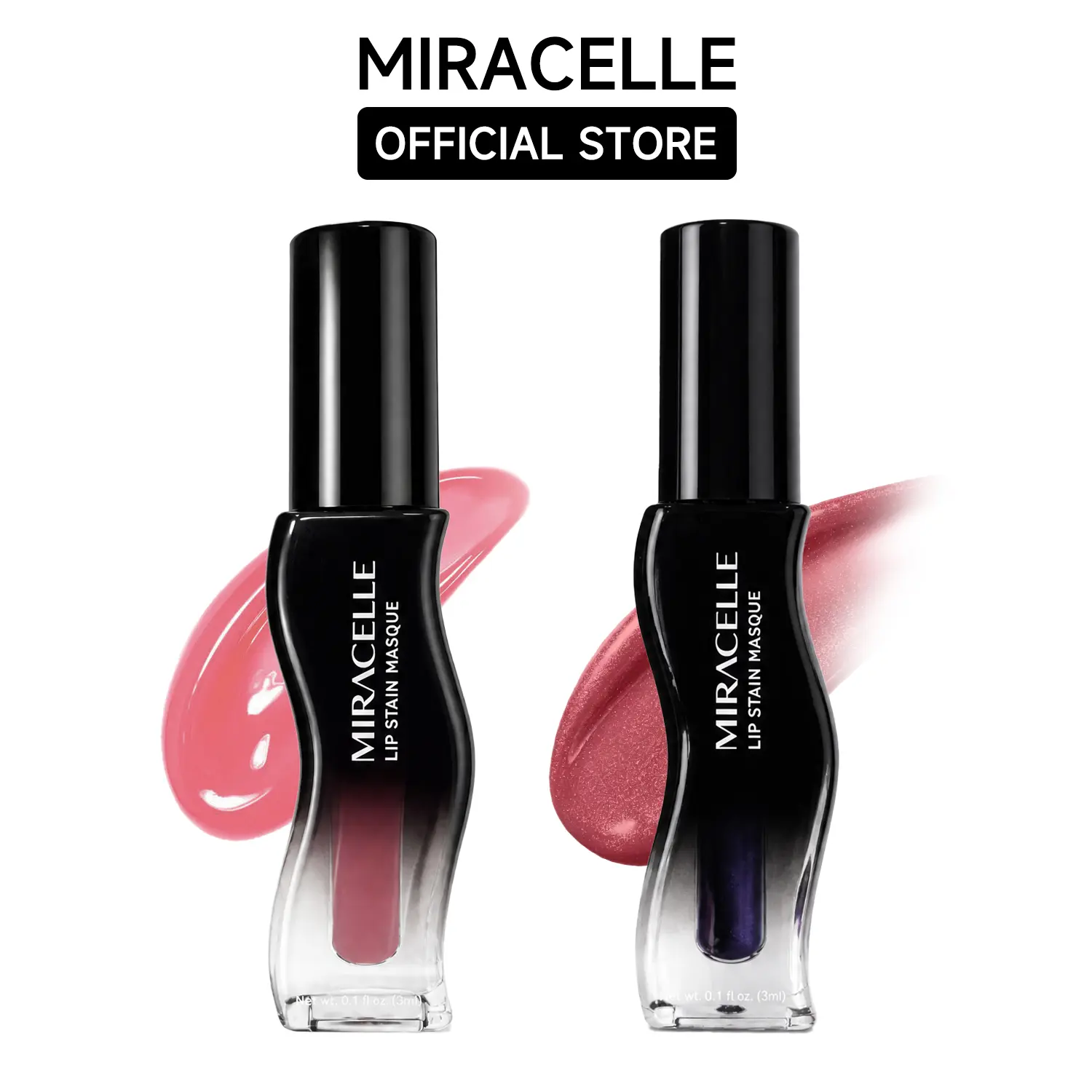 MIRACELLE Plump Shot Collection Peel Off Lip Stain Masque & Tinted Lip Gloss Duo - Hydrating Care, Natural Color, Pearlescent Glassy Finish, Lightweight Everyday Makeup Set
