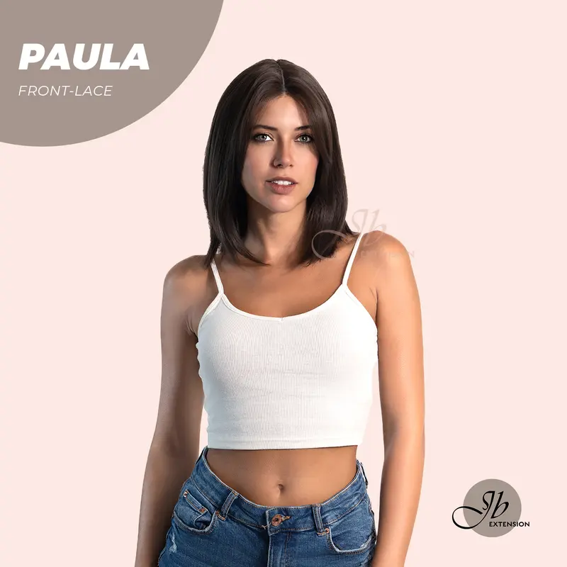 JBEXTENSION 12 Inches Bob Cut Cold Brown Straight Pre-Cut Frontlace Glueless Wig PAULA