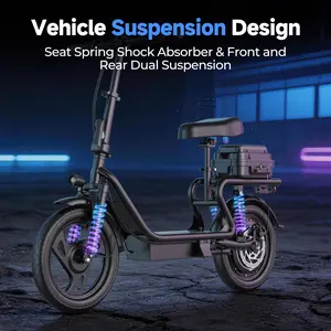 【AOVOPRO-VOLTVOGUE】ESBS Electric Scooter, Peak Power 750W, Top Speed 22 mph, Battery 10.5-22.5Ah, Driving Range 20-60 Miles, Adjustable Height, Electronic Brake, 14-inch Inflatable Tires.