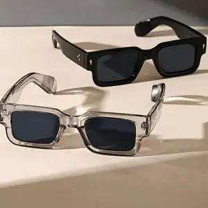 Buy One Get One Free Retro Square Sunglasses for Women & Men Black and Translucent Frames UV400 Protection Y2K Stylish Summer Beach Travel Streetwear Stylish Accessories for Parties Party Eyewear Unisex Eyewear Quality Lenses