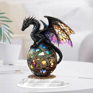 Dragon Statue Vibrant Color Resin Dragon Sculpture Mythical Creature Ornament Gothic Style Fantasy Decor