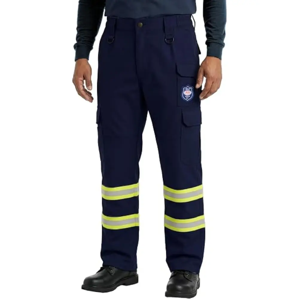 Men's FR Pants High Visibility Cargo Work Pants - Flame Resistant Ripstop Trousers with Multi-Pockets for Welding