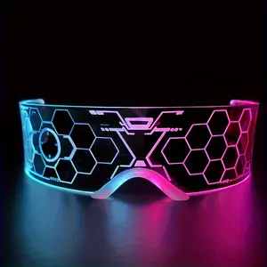 LED Light Up Glasses, 1 Count Futuristic Design Glasses, Neon Glasses for Party, Cosplay, Festival, Outdoor Sports, Masks, Accessory, Party Accessories