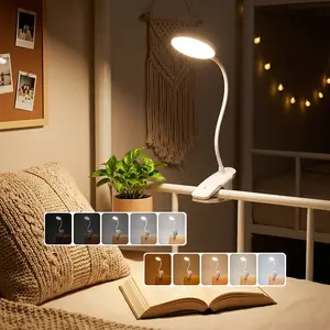 Dorm Essential Clip on Desk Lamp - 3600mAh Rechargeable Cordless Light, 360 Flexible Gooseneck, 5 Color 5 Brightness, Perfect for Bunk Bed, Dorm Power Outage, Study - Great Gift for College Students