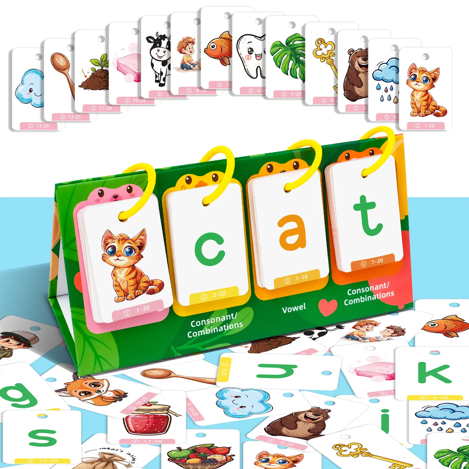 Interactive Paper Flash Cards for Kids - 80 Pcs Preschool Educational Montessori Supplies, Alphabet Numbers Words Cards, Parent-Child Learning Tool for 3-6 Year Old Toddlers