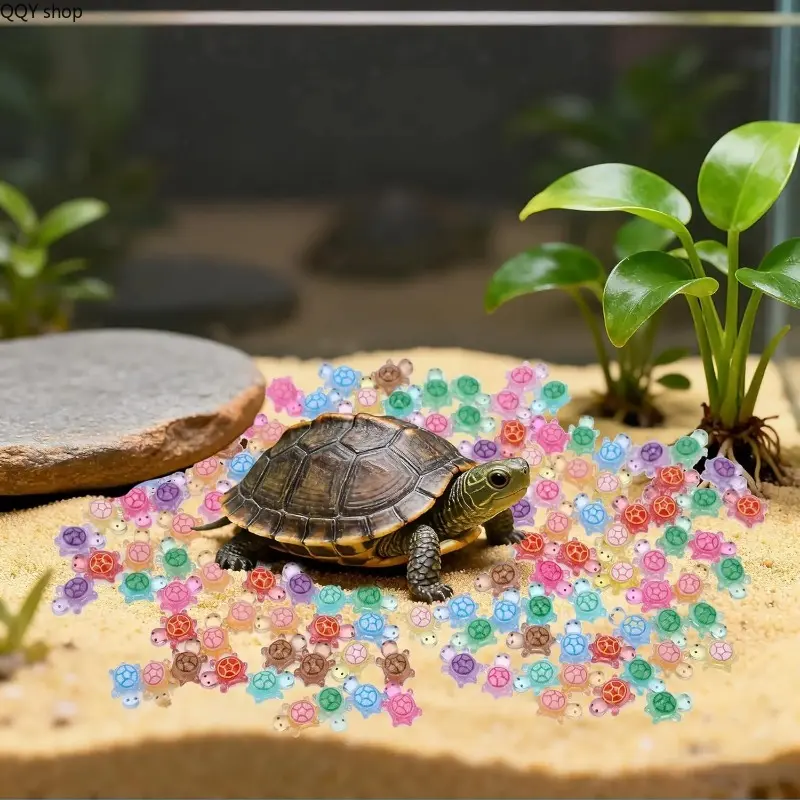 300 Count Glow in The Dark Mini Turtle Figures, Luminous Sea Turtle Miniatures, Cute Tiny Ornaments, Fairy Garden Landscaping Decor, Dollhouse Accessories, DIY Craft Supplies, Night Glow Micro Landscape Decoration